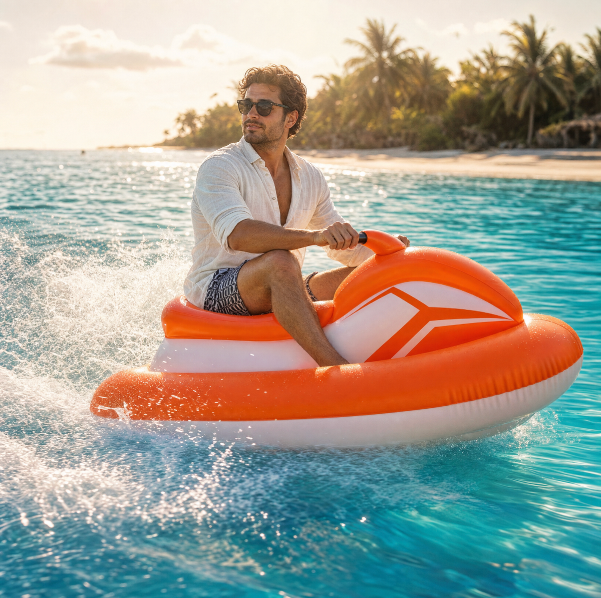 Riding the SplashRider jet ski